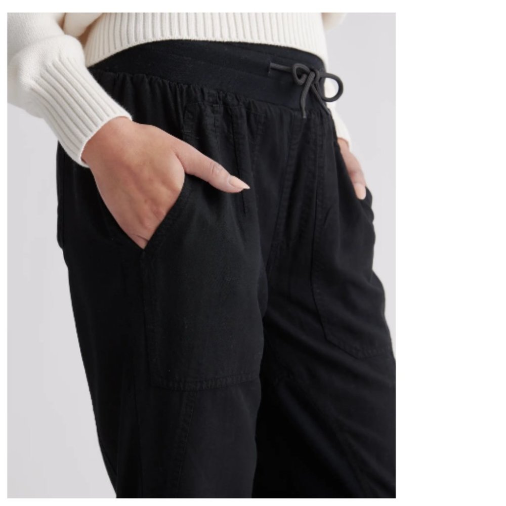 Quince Vintage Wash Tencel Utility Jogger NWT Black Small